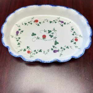 Serving Platter Dish Cote Basque Seymour Mann Fluted Oval Hand Painted Dish 10"